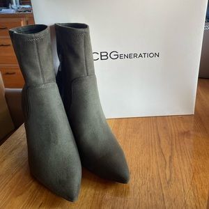 BCBG Green Suede Booties